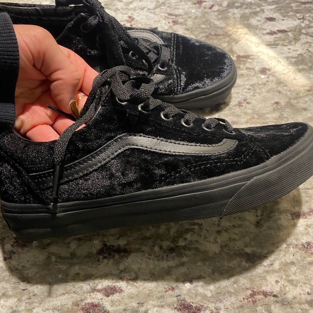 Vans black velvet sneakers